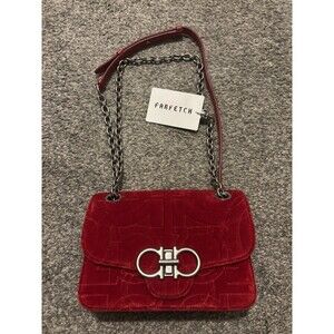 Salvatore Ferragamo Gancini Turnlock Flap Bag Red